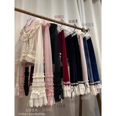 Cat Romance Cellophane Candy Wrapper Dotted Tulle and Velvet Cardigan(3rd Reservation/6 Colours/Full Payment Without Shipping)
